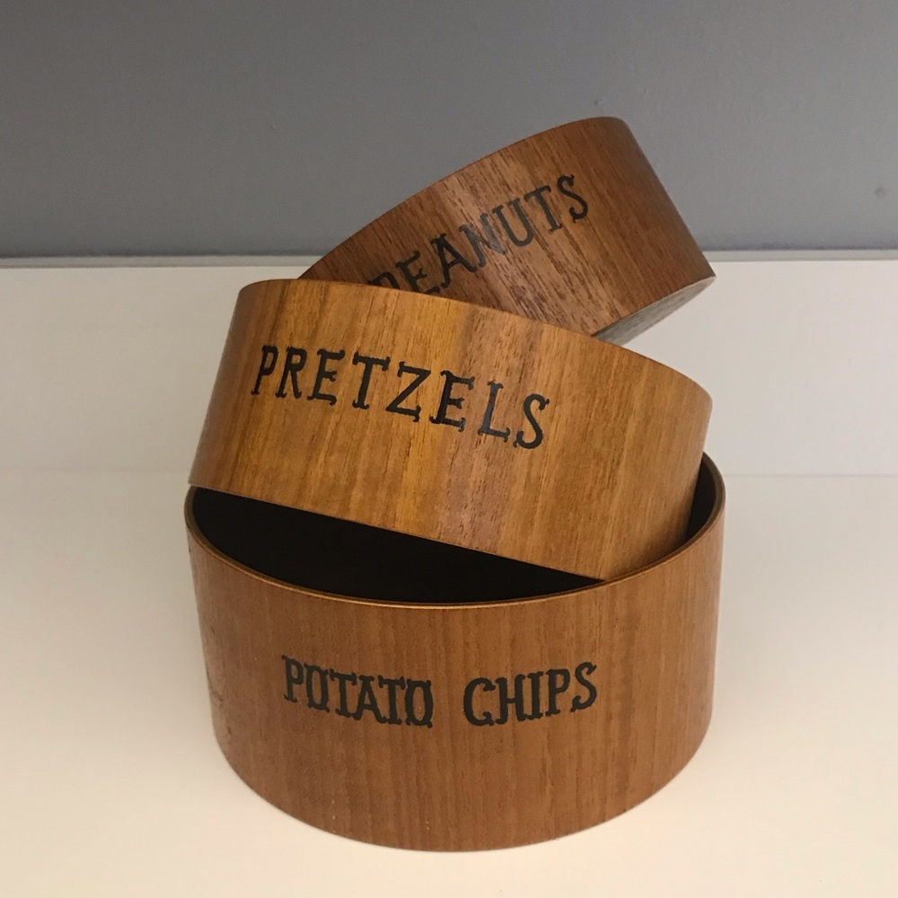 Vintage wooden snack bowls